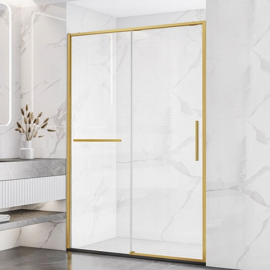 Душевая дверь Vincea Slim Soft 120 см, стекло прозрачное, брашированное золото, VDS-1SS120CLG