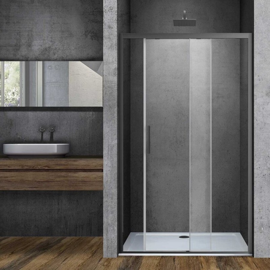 Душевая дверь Vincea Soft, 110 см, стекло прозрачное, профиль воронёная сталь, gunmetal, VDS-3SO110CLGM