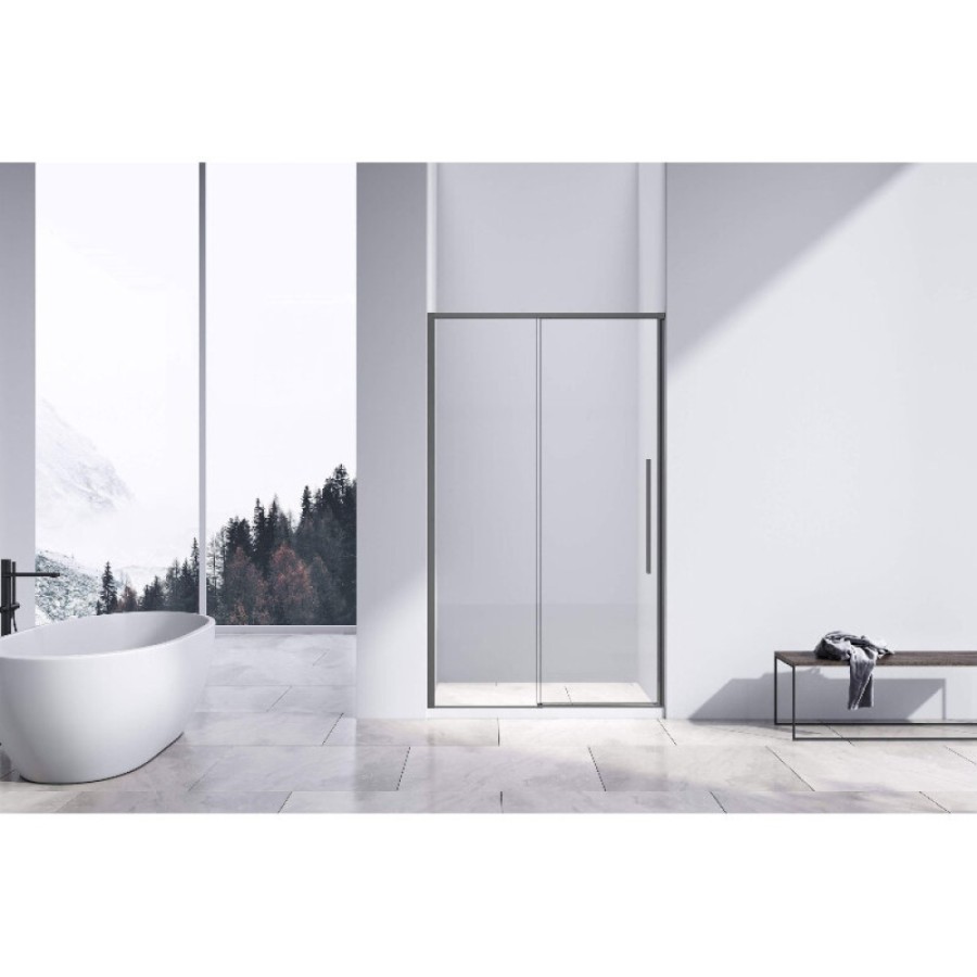 Душевая дверь Vincea Slim-N VDS-4SN110CLGM, 110 см, стекло прозрачное, профиль вороненая сталь, gunmetal