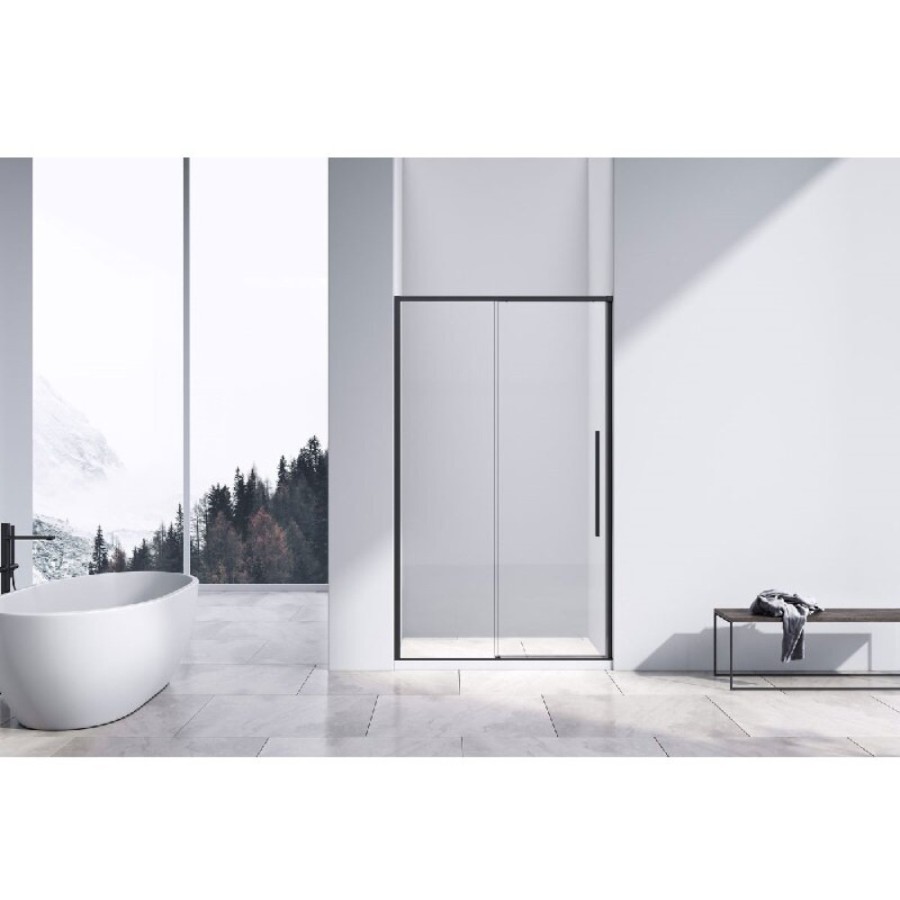 Душевая дверь Vincea Slim-N, 120 см, раздвижная, стекло прозрачное, профиль черный, VDS-4SN120CLB