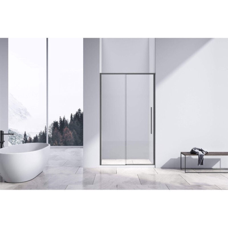 Душевая дверь Vincea Slim-N VDS-4SN130CLGM, 130 см, стекло прозрачное, профиль вороненая сталь, gunmetal
