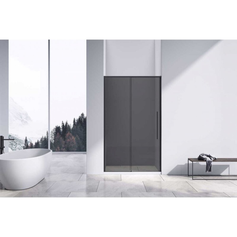 Душевая дверь Vincea Slim-N, 140 см, раздвижная, стекло тонированное, профиль черный, VDS-4SN140CGB
