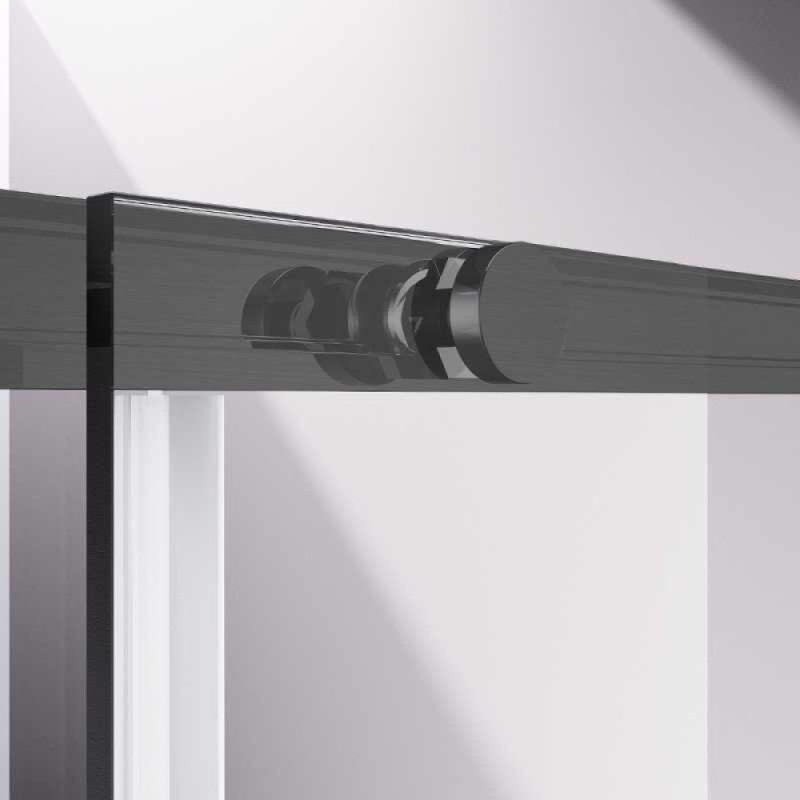 Душевая дверь Vincea Slim-N, 140 x 195 см, раздвижная, стекло прозрачное, профиль воронёная сталь, gunmetal, VDS-4SN140CLGM