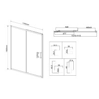 Душевая дверь Vincea City 110 см, раздвижная, стекло прозрачное, черный, VDS-5CT110CLB