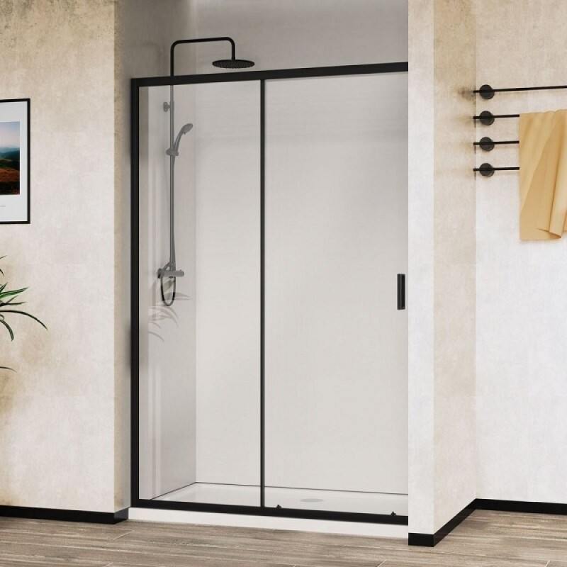 Душевая дверь Vincea City 110 см, раздвижная, стекло прозрачное, черный, VDS-5CT110CLB