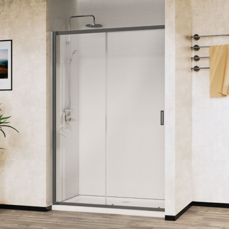 Душевая дверь Vincea City VDS-5CT120CLGM, 120 см, стекло прозрачное, профиль вороненая сталь, gunmetal