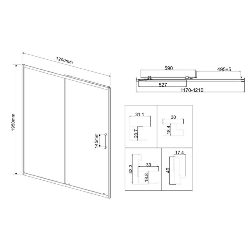 Душевая дверь Vincea City 120 см, раздвижная, стекло текстурное, хром, VDS-5CT120MT