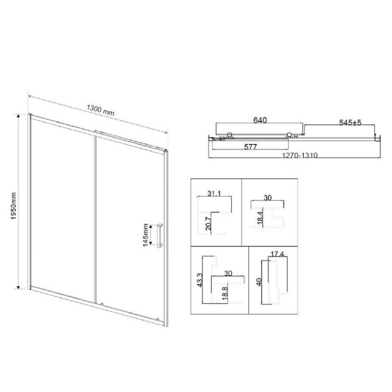 Душевая дверь Vincea City VDS-5CT130CLGM, 130 см, стекло прозрачное, профиль вороненая сталь
