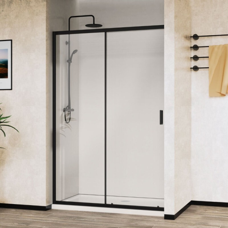 Душевая дверь Vincea City VDS-5CT140CLB, 140 см, стекло прозрачное, профиль черный