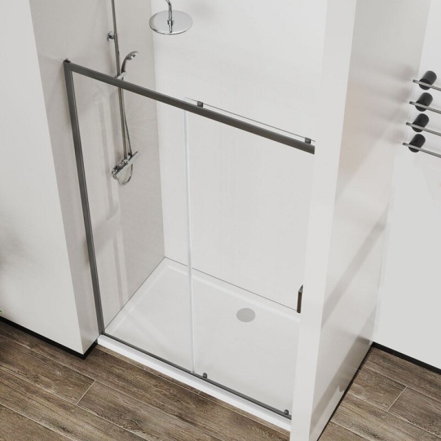 Душевая дверь Vincea City VDS-5CT140CLGM, 140 см, стекло прозрачное, профиль вороненая сталь