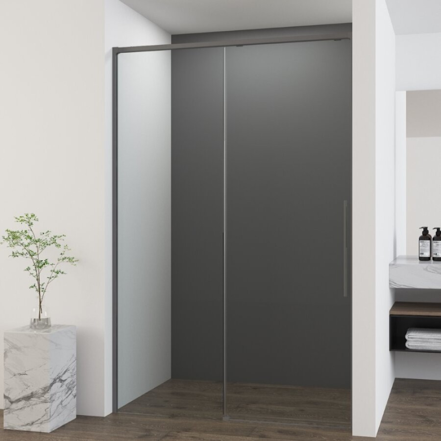 Душевая дверь Vincea Ultima VDS-7UL140CLGM, 140 см раздвижная, стекло прозрачное, профиль вороненая сталь
