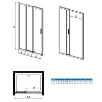 Душевая дверь Альфа Alpha VDS3-3AL900CLB, 900, черный, стекло прозрачное
