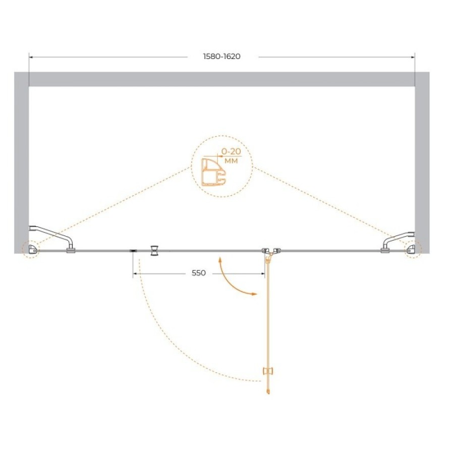 Душевая дверь Cezares VERONA-W-B-13-40+60/60-P-Cr-R, 160 см, стекло рифленое, профиль хром, правая