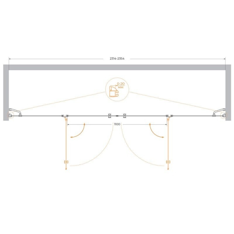 Душевая дверь Cezares VERONA-W-B-22-240-P-Cr, 240 см, стекло рифленое, профиль хром
