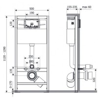 Инсталляция Veconi Frame 500 для подвесного унитаза, VF500