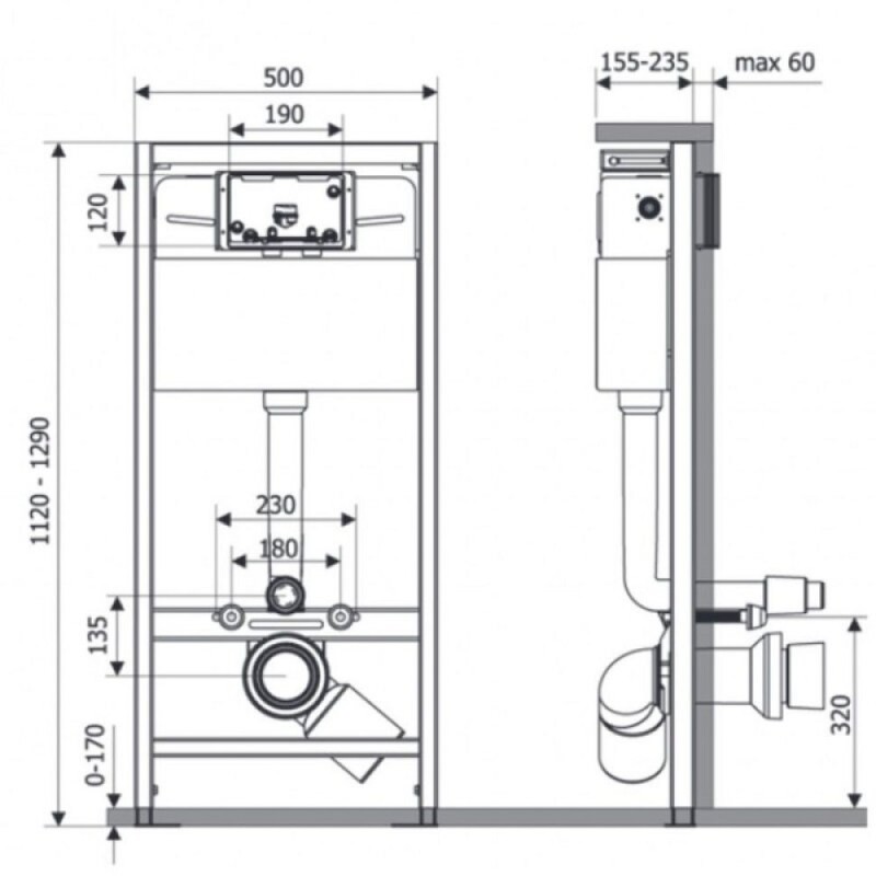 Инсталляция Veconi Frame 500 для подвесного унитаза, VF500