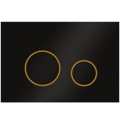 Клавиша смыва Veconi Round VFRD004BLG Design, кнопки круглые, черный матовый, кайма матовое золото