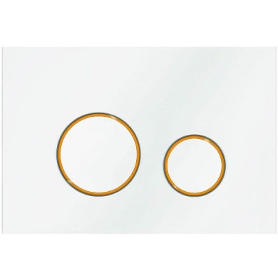 Клавиша смыва Veconi Round VFRD004WHG Design, кнопки круглые, белый глянцевый, кайма матовое золото