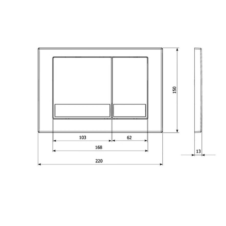 Клавиша смыва Veconi Square VFS001BL, кнопки прямоугольные, черный матовый