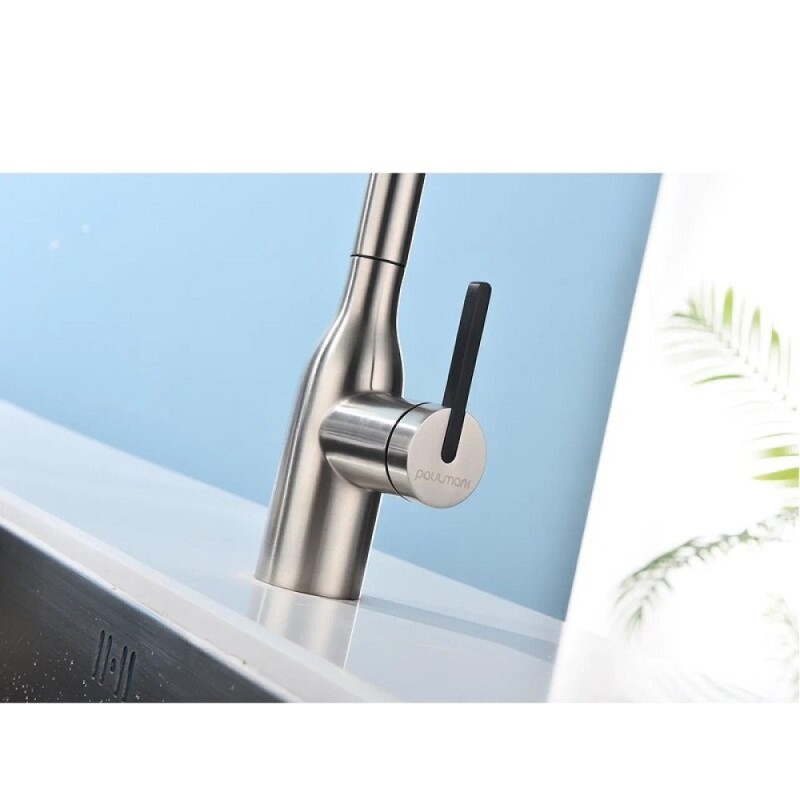 Смеситель Paulmark Viper Vi213105-BS для кухонной мойки, с подключением к фильтру, брашированная сталь