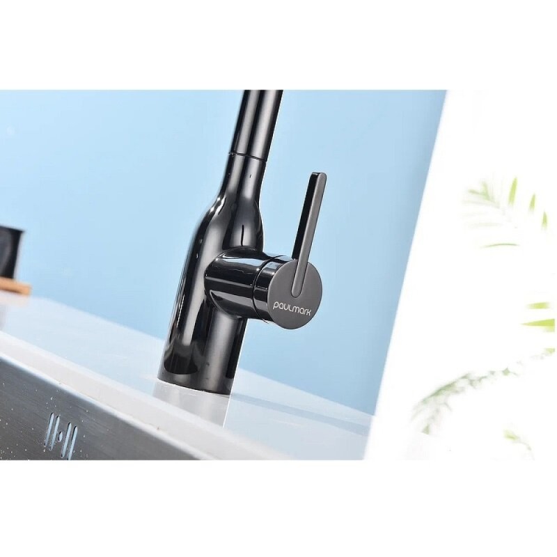 Смеситель Paulmark Viper Vi213105-GB для кухонной мойки, с подключением к фильтру, цвет черный глянцевый