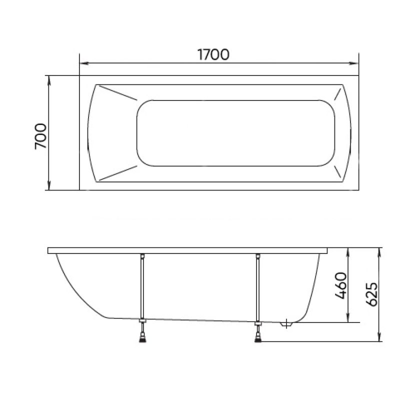 Ванна акриловая Viant Куба VVAKUB17070 170 х 70 см, белая