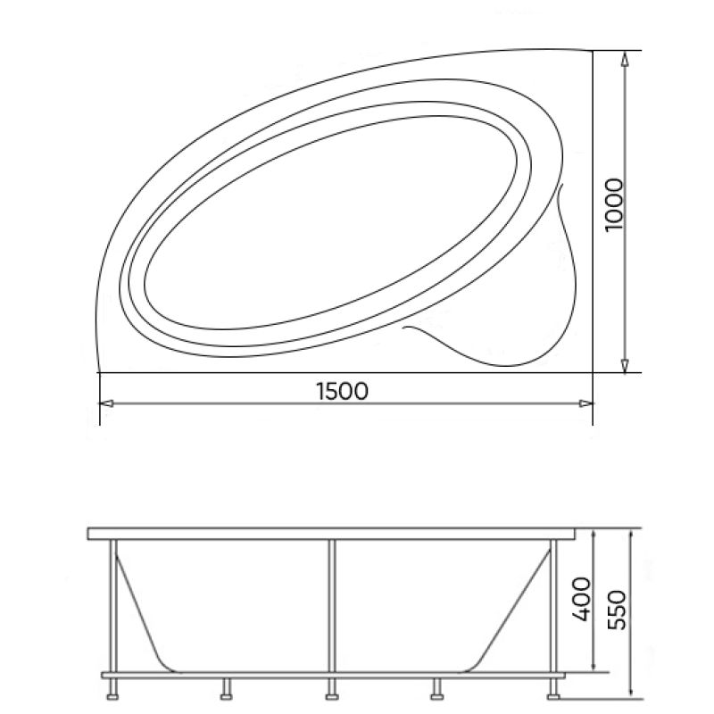 Акриловая ванна Viant Бостон 150х100 правая