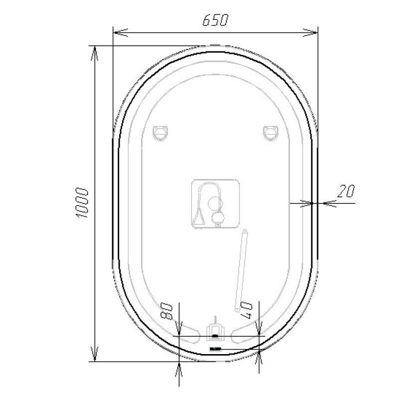 Зеркало VIANT Марсель 65 VMAR65100-ZLED с подсветкой с бесконтактным выключателем