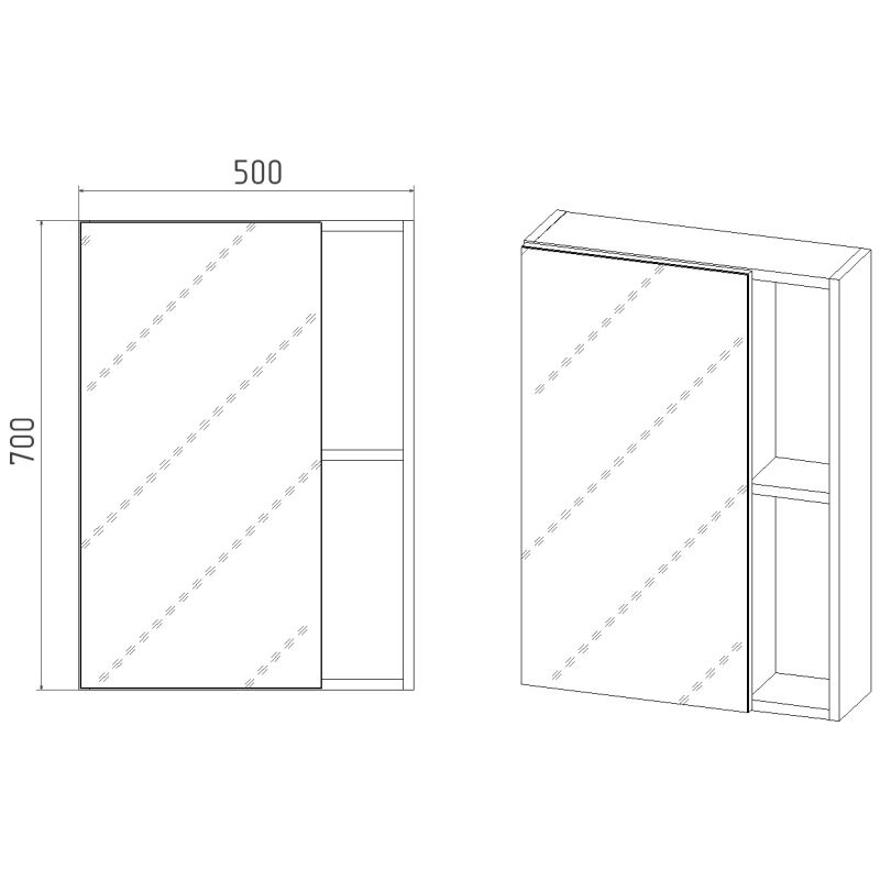 Зеркальный шкаф VIANT Бостон 50 VBOS50-ZSH Дуб Вотан