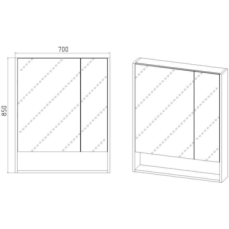 Зеркальный шкаф VIANT Мальта 70 VMAL70-ZSH Дуб Вотан