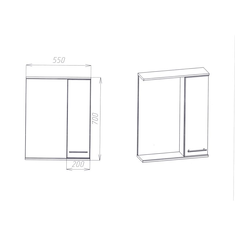Зеркало со шкафом VIANT Прага 55 R VPRA55-ZSHR Белое