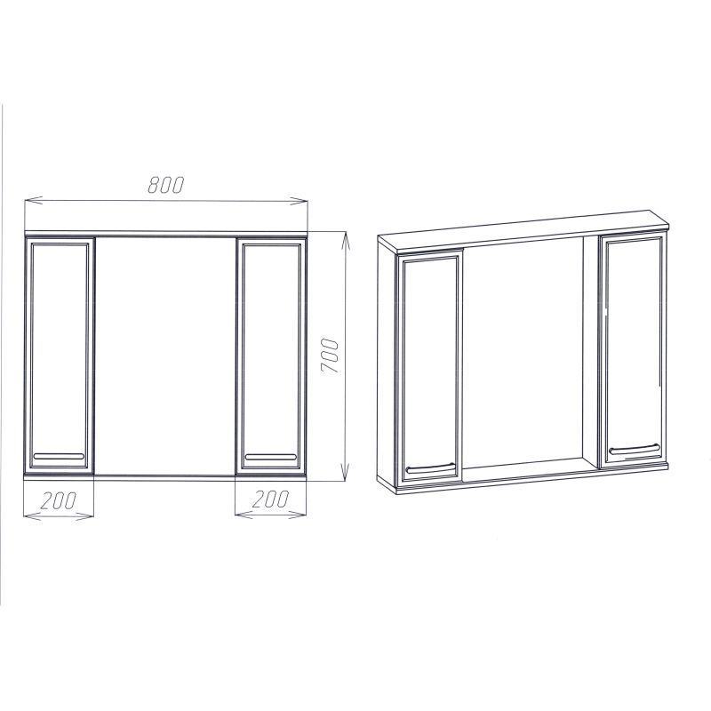 Зеркальный шкаф для ванной Viant Милан 80 Белый