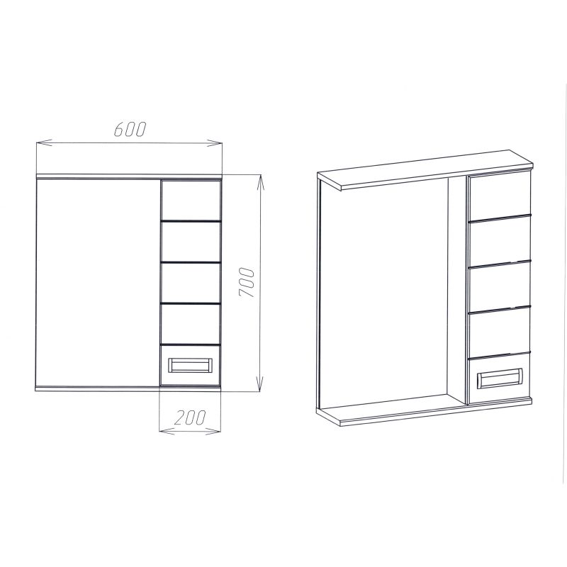 Зеркало со шкафом VIANT Вена 60 R VVEN60-ZSHR Белое