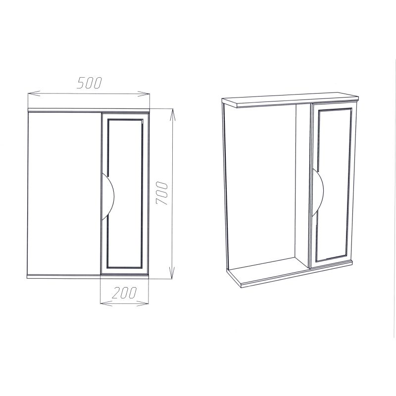 Зеркальный шкаф для ванной Viant Лима 50 Белый