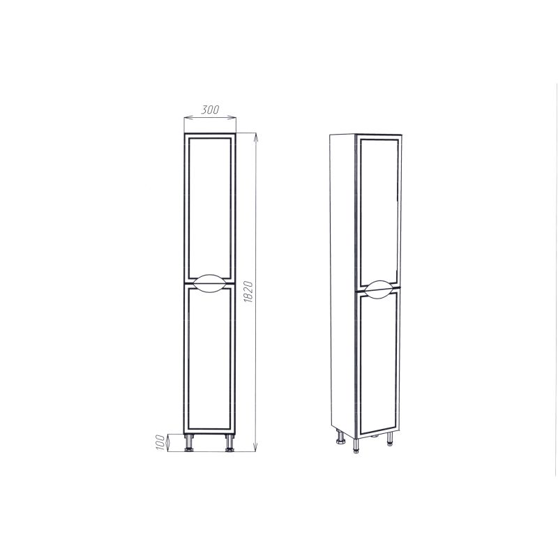 Шкаф пенал VIANT Лима 30 R VLIM300-PENR Белый