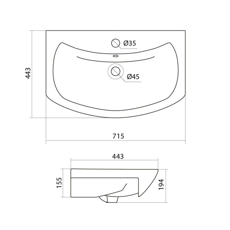 Раковина VIANT Santek Балтика 70 отверстие под смеситель 1WH207776