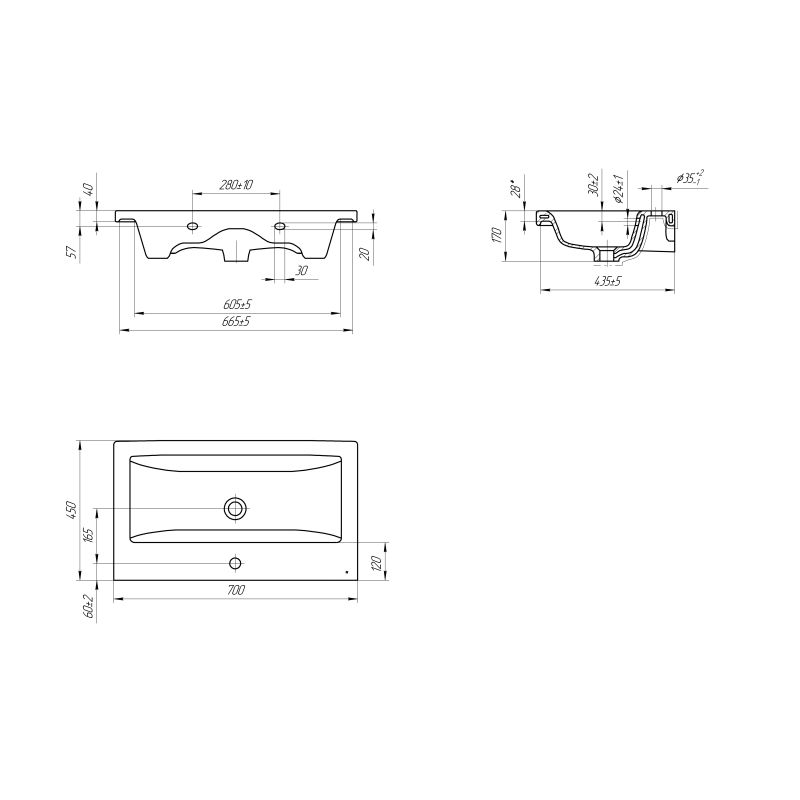 Раковина VIANT мебельная COMO 70 1 отв. S-UM-COM70/1-w