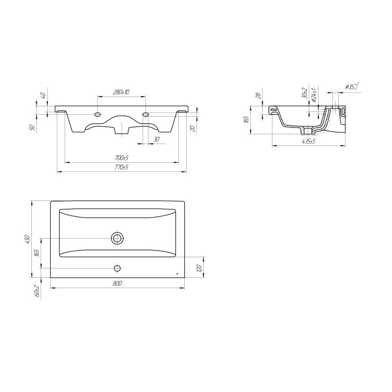 Раковина VIANT мебельная COMO 80 1 отв. S-UM-COM80/1-w