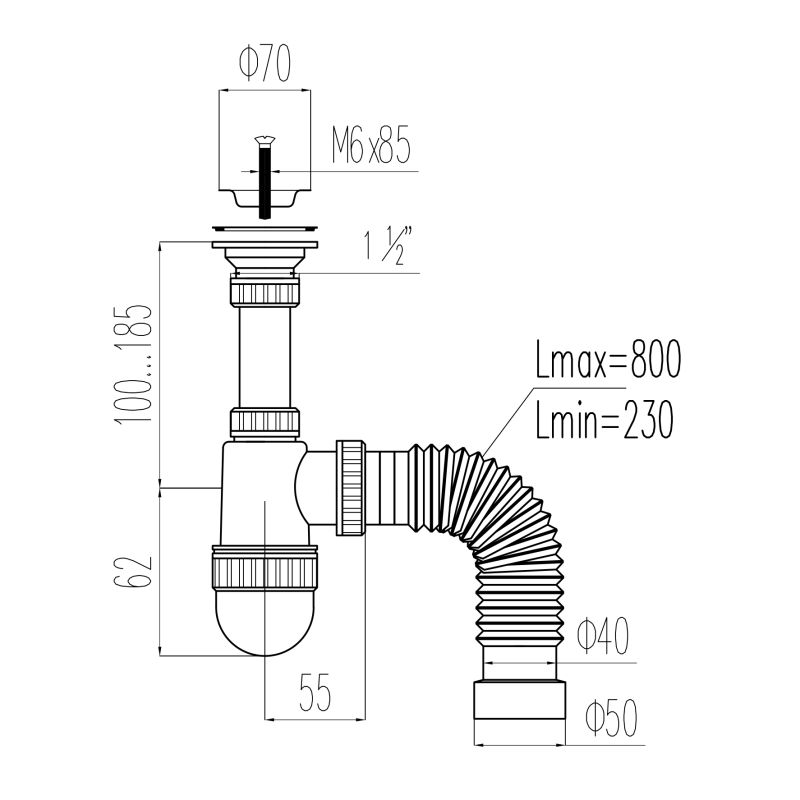 Сифон для раковины Viant Профи VA-312
