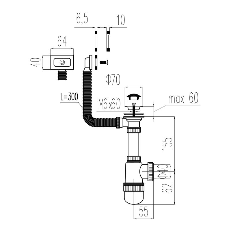Сифон для раковины Viant Профи VG-315
