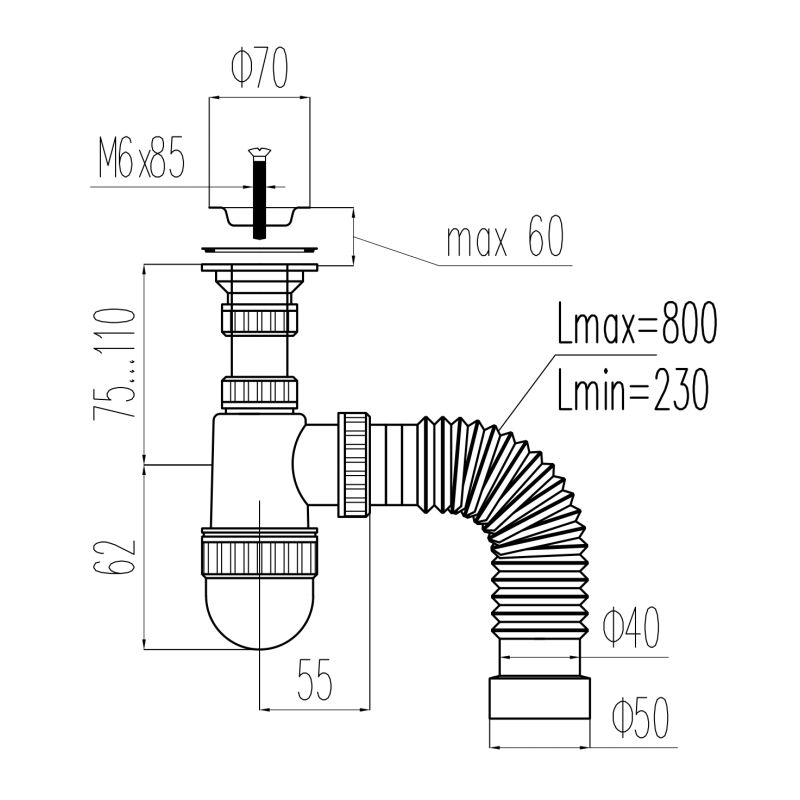Сифон для раковины Viant Профи VB-316