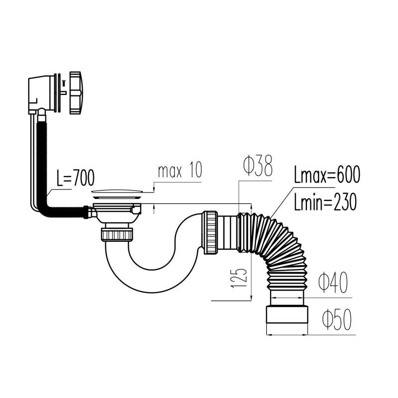 Слив-перелив Viant VV-371 полуавтомат 70 см