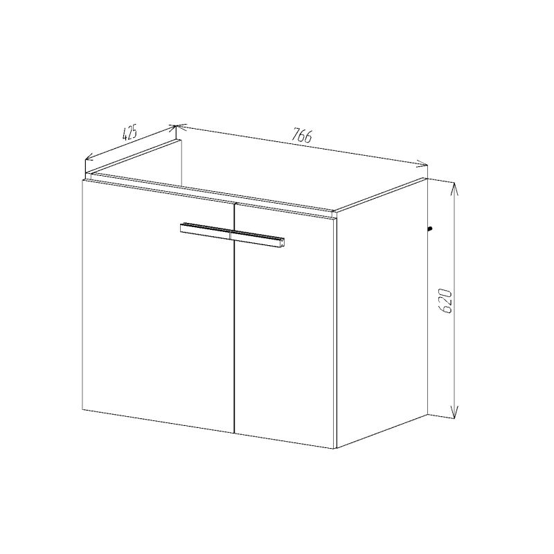 Тумба под раковину Viant Мюнхен 80 см, подвесная, цвет хаки, VMUN80COH-T2STP