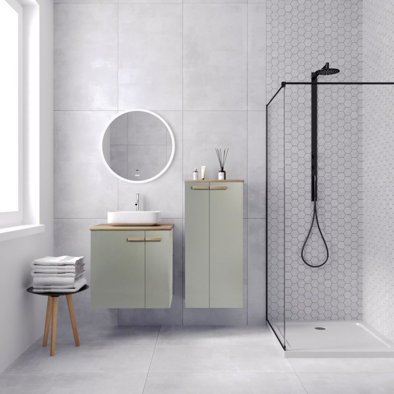 Тумба под раковину Viant Мюнхен 70 см, со столешницей, подвесная, цвет хаки, VMUN70NH-T2STP