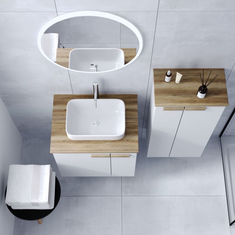 Тумба под раковину VIANT Мюнхен 70 VMUN70NBEL-T2STP подвесная Белая матовая