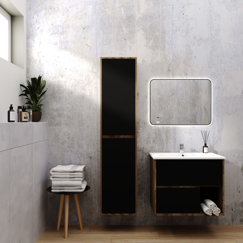 Тумба под раковину Viant Люксембург 75 см, подвесная, цвет черный, VLUX75ELCH-T2YP