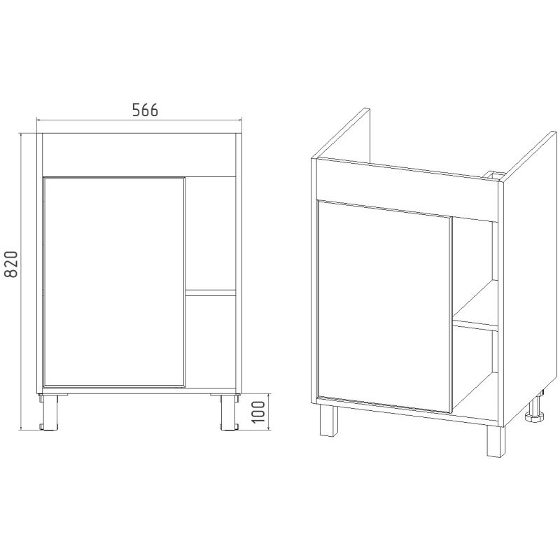 Тумба под раковину Viant Бостон 60 см, напольная, цвет белый, дуб вотан, VBOS60CO-T1ST
