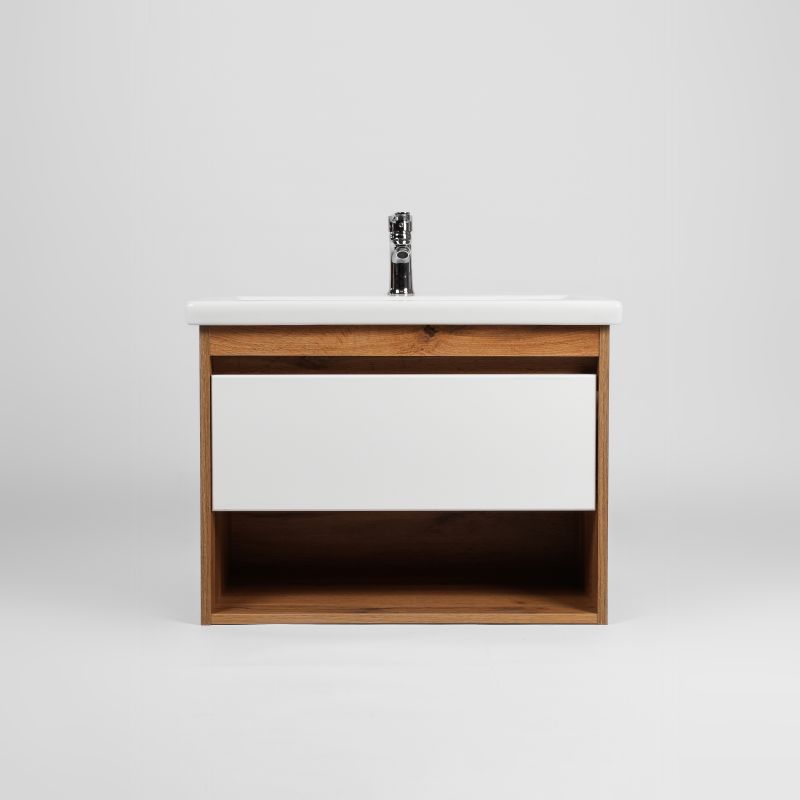 Тумба под раковину Viant Бостон 50 см, подвесная, цвет белый, дуб вотан, VBOS50CO-T1YP