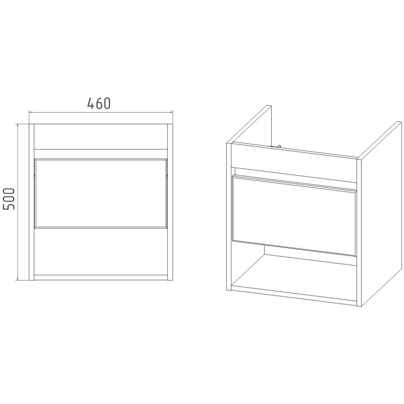 Тумба под раковину Viant Бостон 50 см, подвесная, цвет белый, дуб вотан, VBOS50CO-T1YP