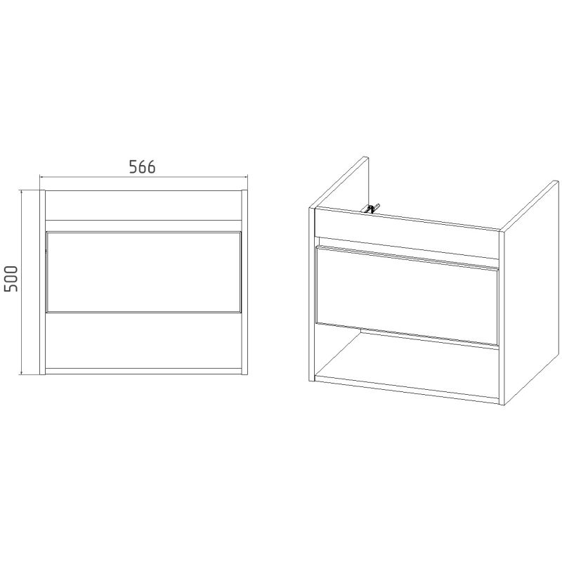 Тумба под раковину Viant Бостон 60 см, подвесная, цвет белый, дуб вотан, VBOS60CO-T1YP